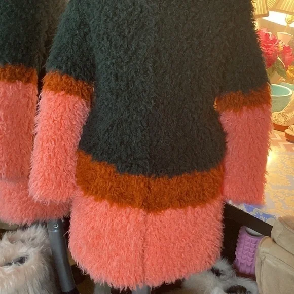 🌹Shrimps🌹 Vintage Faux Fur Colourblock Coat - Picture 3 of 12